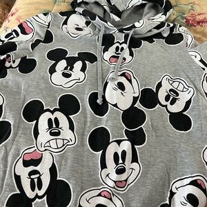 Disney Gray Hoodie with Iconic Mickey Faces. Size XL.